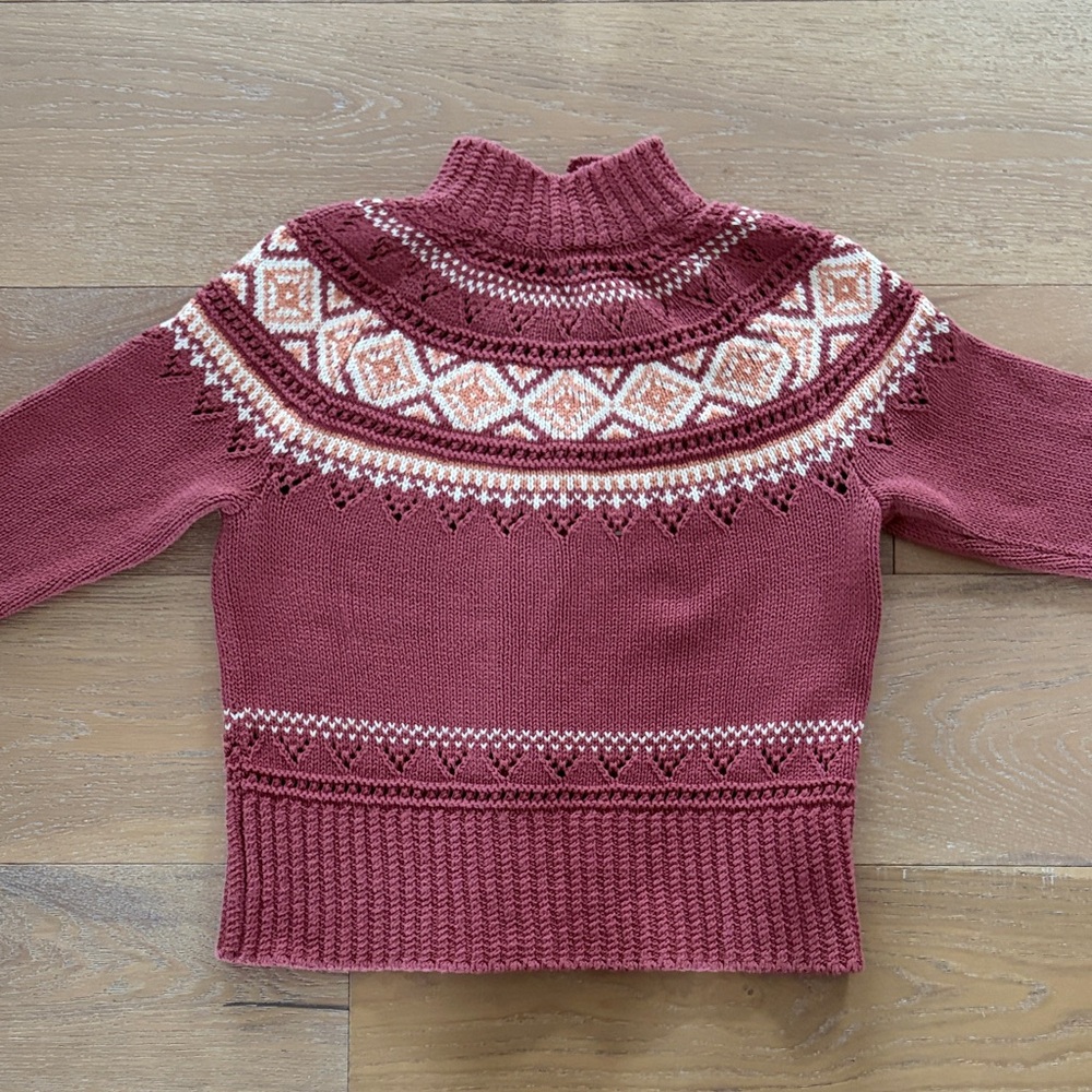 L.L. Bean Rose and Cream Fair Isle Button Cardigan - Picture 5 of 10